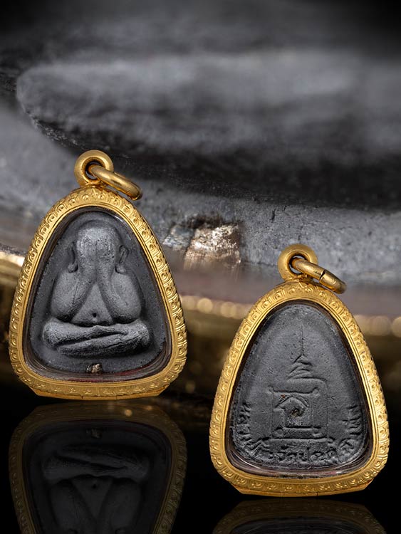 พระปิดตาปลดหนี้หลวงปู่โต๊ะ หลังยันต์นะ เนื้อผงใบลาน ตะกรุดเงิน พร้อมตลับทองอย่างดี1ใบ-1