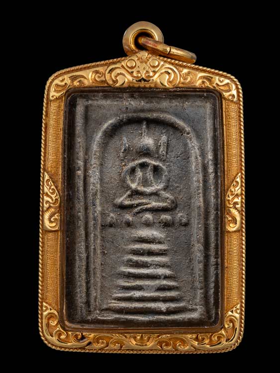 พระสมเด็จหลวงพ่อพริ้ง วัดบางปะกอก พิมพ์ฐาน7ชั้นบัว5เม็ด พร้อมเลี่ยมทองอย่างดี