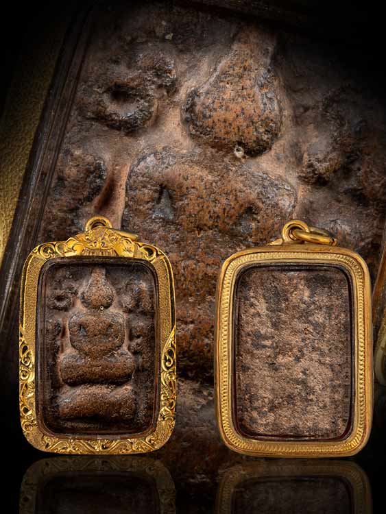 พระหลวงพ่อปาน วัดบางนมโค พิมพ์ทรงปลาหมอใหญ่ พร้อมเลี่ยมทอง-1