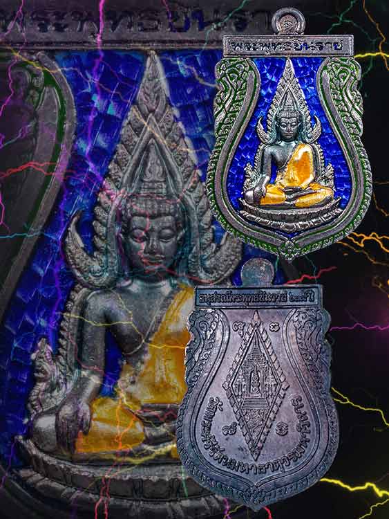 เหรียญพระพุทธชินราช เนื้อเงินลงยาสี สวยเดิม พร้อมกล่องเดิม-1