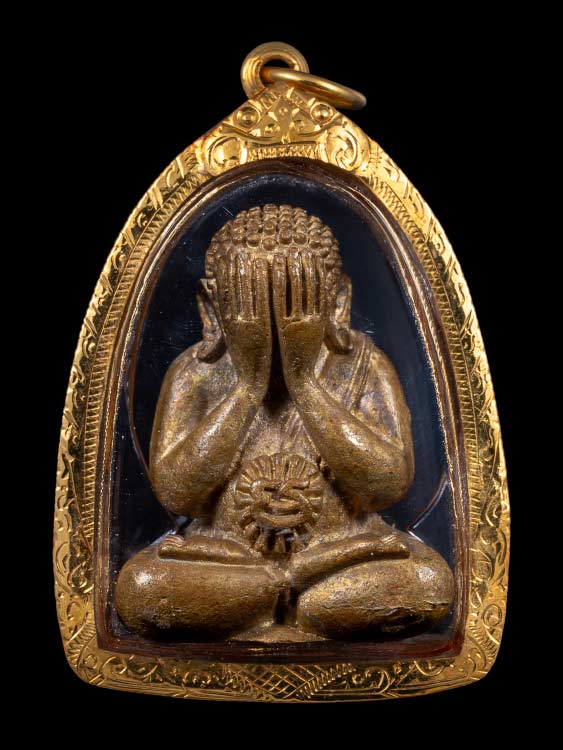 พระปิดตาอุดมโชคหลวงปู่หมุน วัดบ้านจาน ปี43 พร้อมเลี่ยมทอง