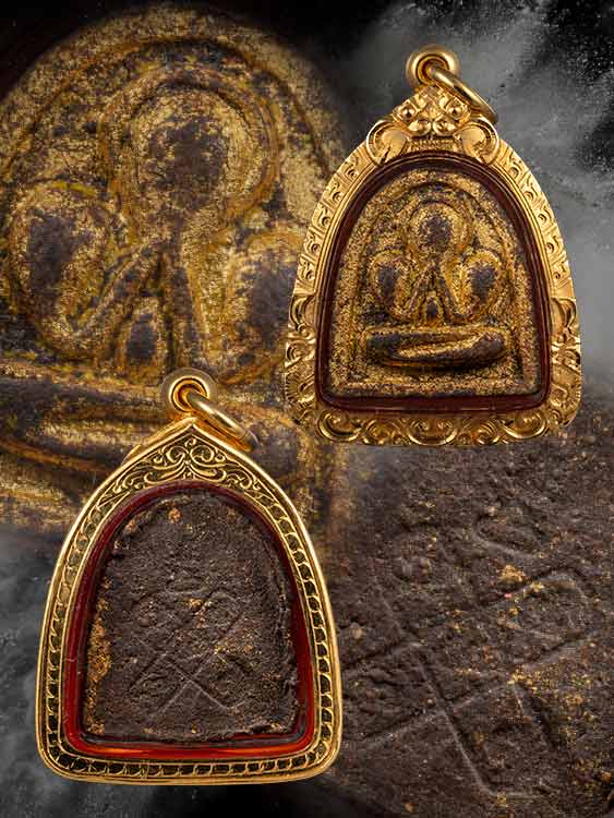 พระปิดตานักกล้ามกลาง เจ้าคุณศรี วัดอ่างศิลา พร้อมเลี่ยมทอง-1