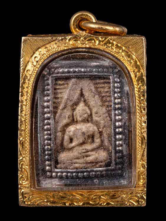 พระผงของขวัญ วัดปากน้ำ รุ่น3 พิมพ์ลึกที่3หลังยันต์กลับ พร้อมเลี่ยมทองและเลี่ยมเดิมมาจากวัด