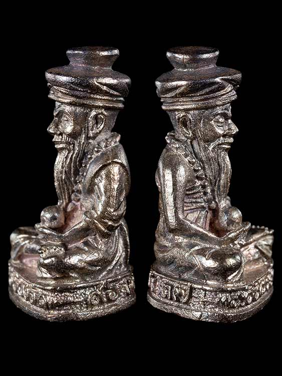 รูปหล่อพระฤาษีตาไฟ หลวงปู่พรหมา เขมจาโร เนื้อเงิน พร้อมกล่องเดิม-1