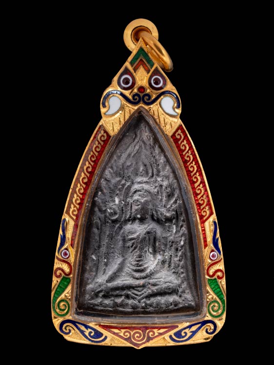 พระขุนแผนอินโดจีน หลวงพ่อเต๋ คงทอง เนื้อดำ พร้อมตลับทองลงยาหนักบาทกว่า สวยเดิม