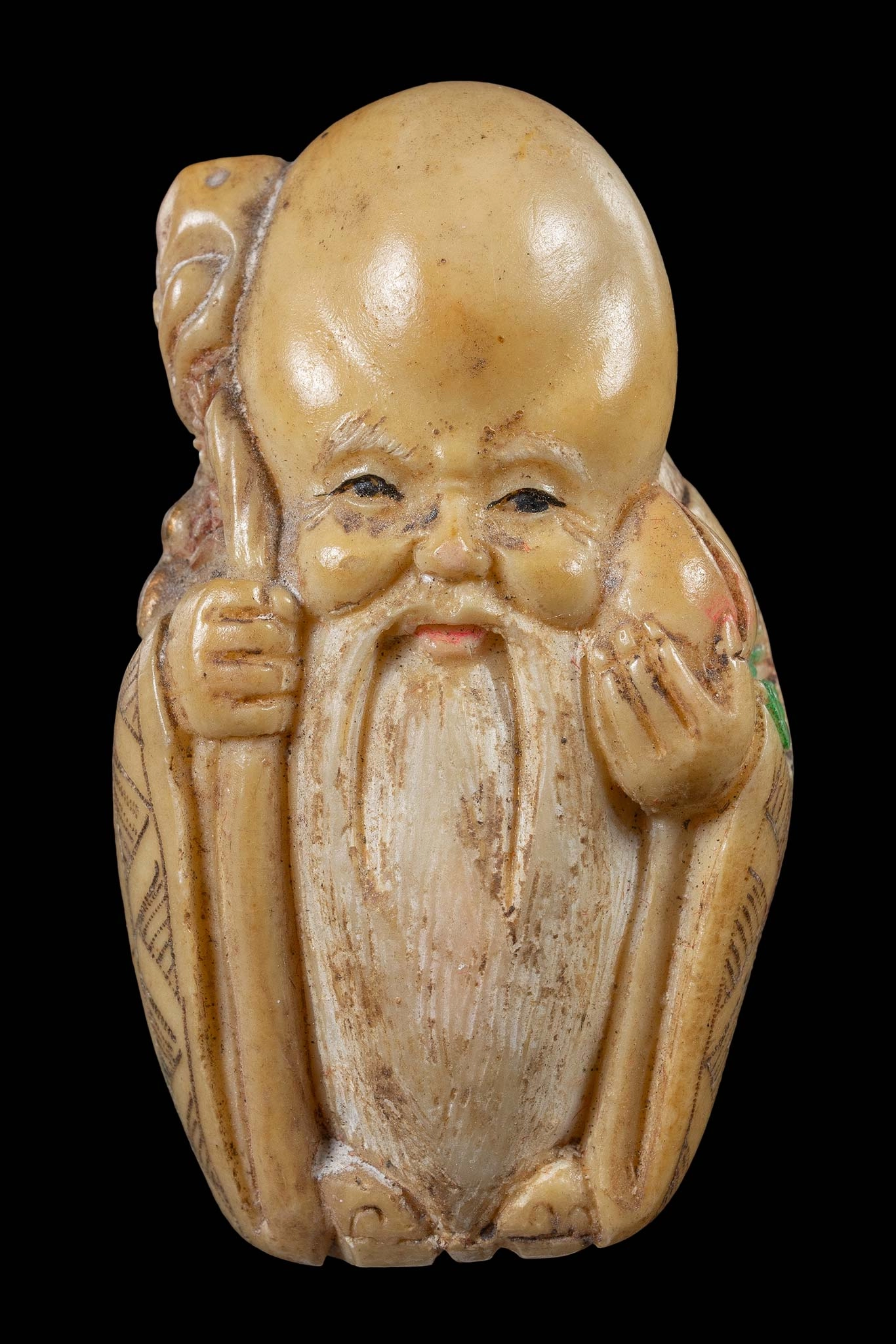 เทพเซียนจีน ฮก ลก ซิ่ว งานแกะงาเก่าลงสี จีน