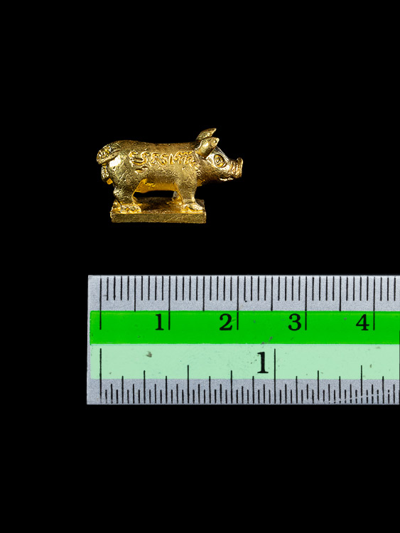 หมูหลวงพ่อสาคร วัดหนองกรับ รุ่น2 เนื้อทองคำ ปี2538 จ.ระยอง พร้อมกล่องเดิม-1