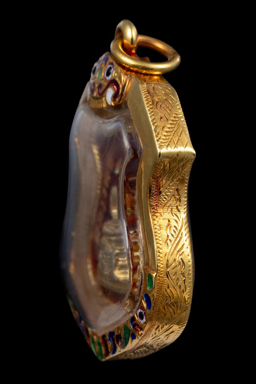 เหรียญอาร์มหลวงพ่อโสธร เนื้อเงินกะไหล่ทองลงยาแดง พร้อมเลี่ยมทอง สวยเดิม-1