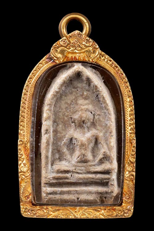 พระซุ้มกอ กรุวัดเงินคลองเตย พิมพ์ฐานสูง พร้อมเลี่ยมทอง