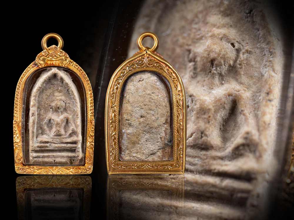 พระซุ้มกอ กรุวัดเงินคลองเตย พิมพ์ฐานสูง พร้อมเลี่ยมทอง-1