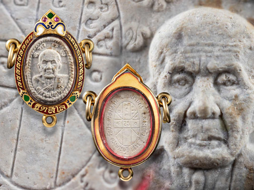 พระผงดวงเศรษฐี หลวงปู่หมุน วัดป่าหนองล่ม สภาพสวยมาก พร้อมเลี่ยมทองสั่งทำ-1