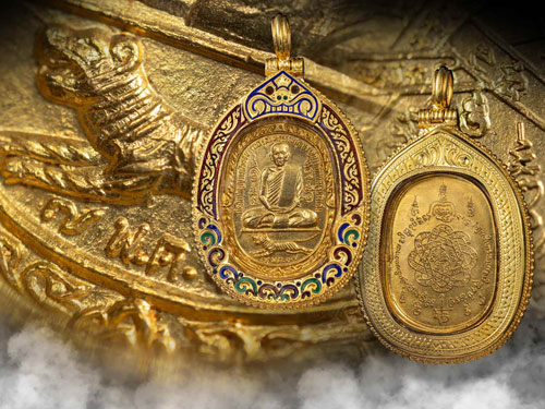 เหรียญพ่อสุดวัดกาหลง(ออกวัดศาลาครืน) เนื้อกะไหล่ทอง สวยเดิมมาก เลี่ยมทองสั่งตัด-1