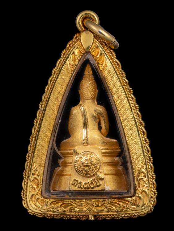 พระกริ่งหลวงพ่อโสธร กรมตำรวจ เนื้อทองคำ พิมพ์เล็ก พร้อมเลี่ยมทอง-1