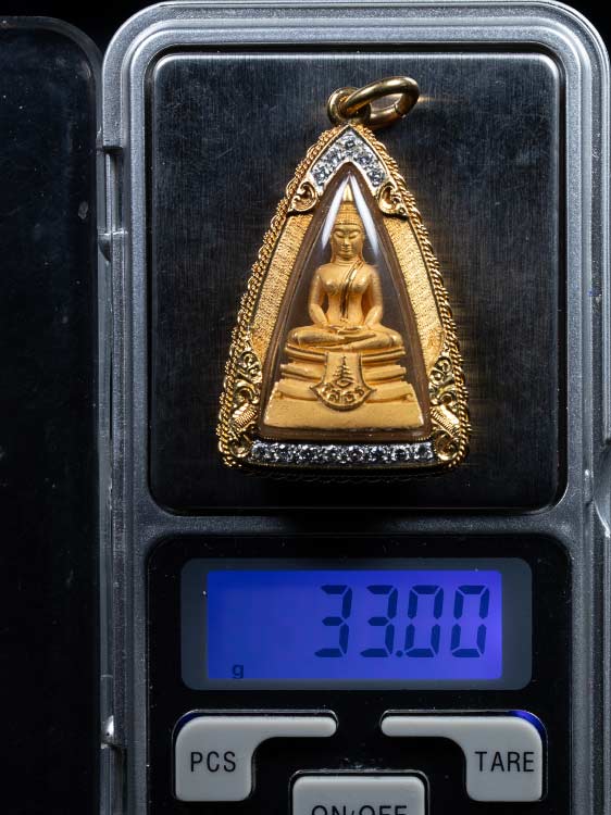 พระกริ่งหลวงพ่อโสธร กรมตำรวจ เนื้อทองคำ พิมพ์เล็ก พร้อมเลี่ยมทอง-1