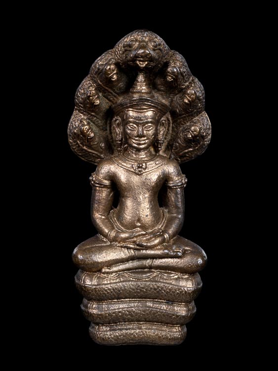 พระนาคปรกหลวงปู่ดู่ วัดสะแก รุ่นไพทอง เนื้อนวะโลหะ ปี30 พร้อมกล่องเดิม-1