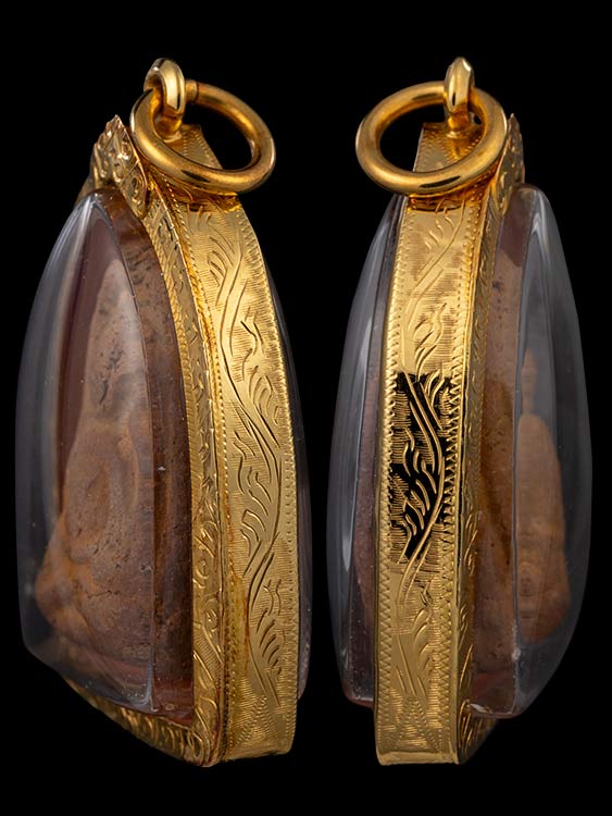 พระพุทธหลวงพ่อบุญ วัดกลางบางแก้ว พิมพ์ซุ้มแหลมเล็ก ปี2456 พร้อมเลี่ยมทอง-1